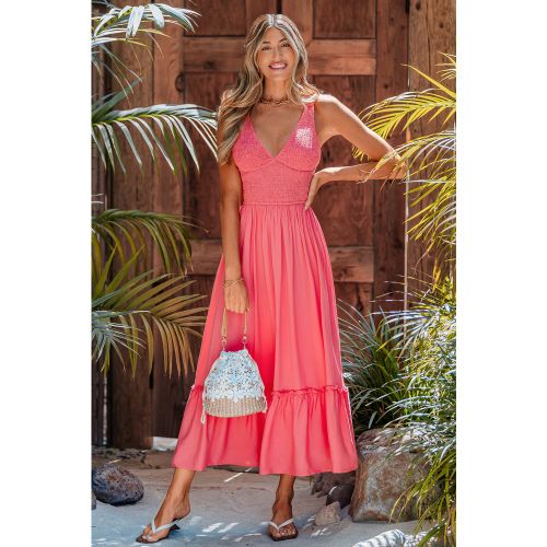 Robe longue corail col plongeant - CUPSHE - Modalova