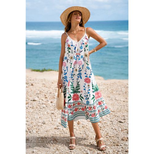 Robe longue florale avec détail anneau en O - CUPSHE - Modalova