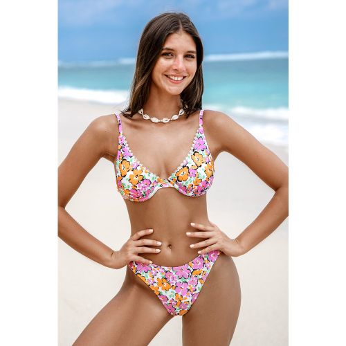 Bikini floral col diamant armature et bas extra échancré - CUPSHE - Modalova