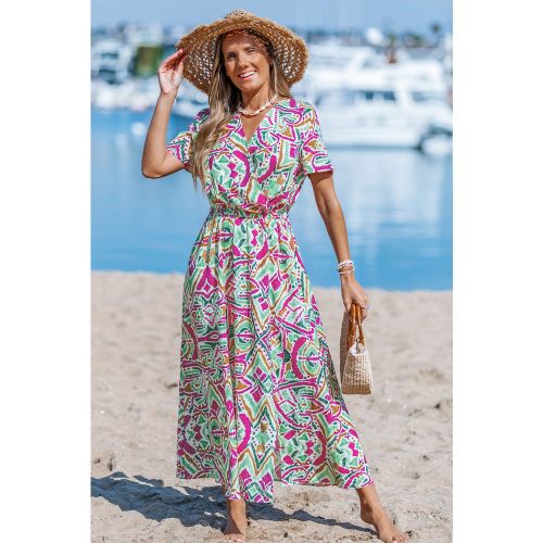 Robe longue à imprimé abstrait taille élastique - CUPSHE - Modalova