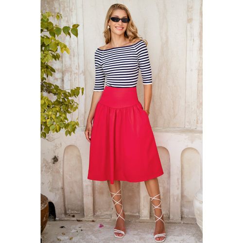 Jupe rouge taille à smocks - CUPSHE - Modalova
