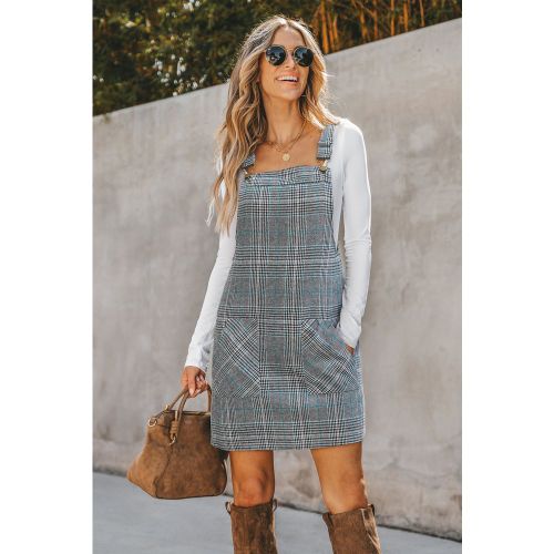 Robe salopette courte à carreaux poches - CUPSHE - Modalova