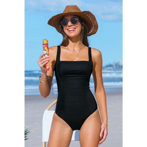 Maillot de bain une pièce gainant torse long col carré ajustable - CUPSHE - Modalova