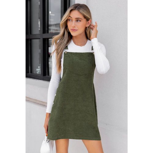 Robe à col carré en velours côtelé olive - CUPSHE - Modalova