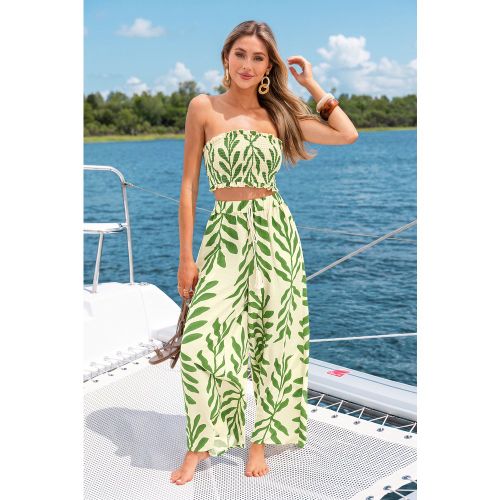 Pantalon tropical large à taille élastiquée - CUPSHE - Modalova
