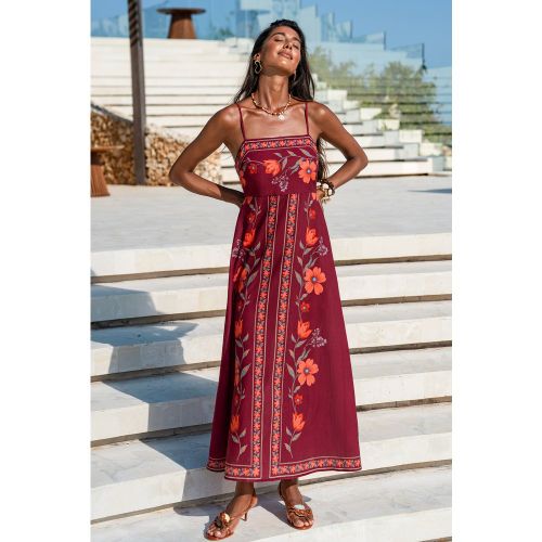 Robe longue fleurie sans manches à col carré - CUPSHE - Modalova