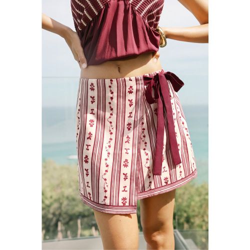 Jupe courte florale taille haute portefeuille - CUPSHE - Modalova