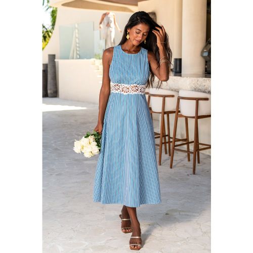 Robe longue rayée sans manches à col rond - CUPSHE - Modalova