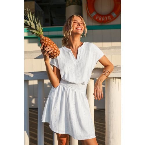 Robe courte blanche doublée à col cranté - CUPSHE - Modalova