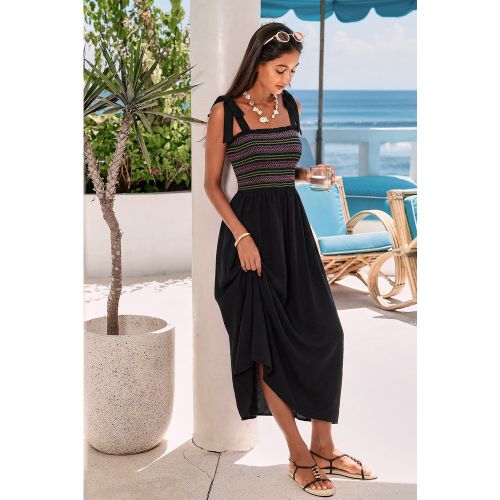 Robe midi noire à col carré - CUPSHE - Modalova