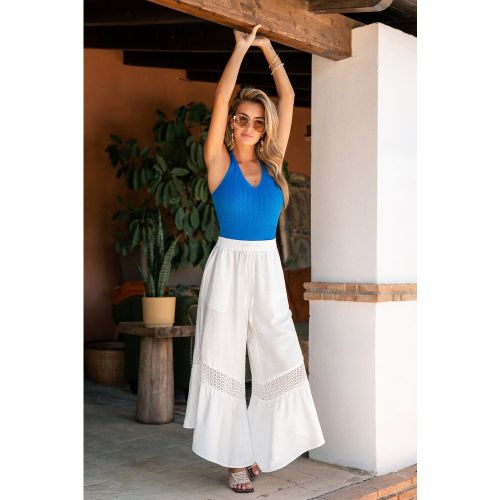 Pantalon à jambe évasée et détail superposé - CUPSHE - Modalova