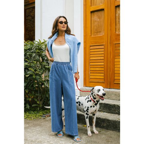 Jean à taille élastique et jambe large - CUPSHE - Modalova