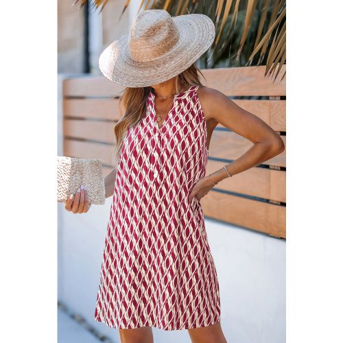 Robe courte abstraite tissée col cranté - CUPSHE - Modalova