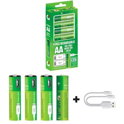 Pack 4 piles AA rechargeables USB - NATURE ET DECOUVERTES - Modalova