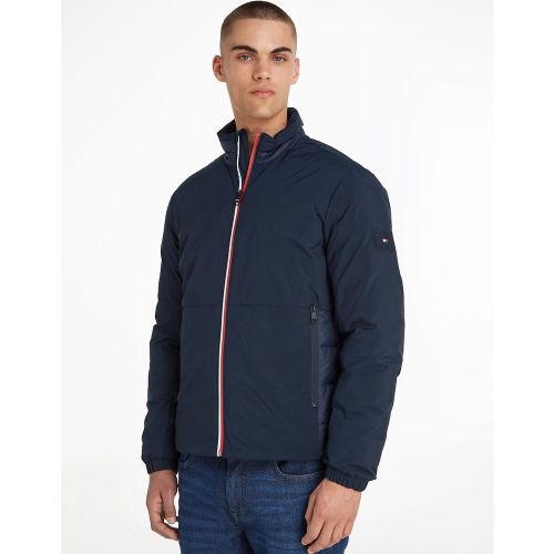 Blouson zip contrastant bi-matière - Tommy Hilfiger - Modalova