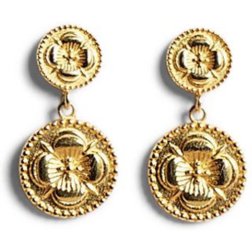 Boucles d’oreilles médaille fleur indienne dorées - NATURA - Modalova
