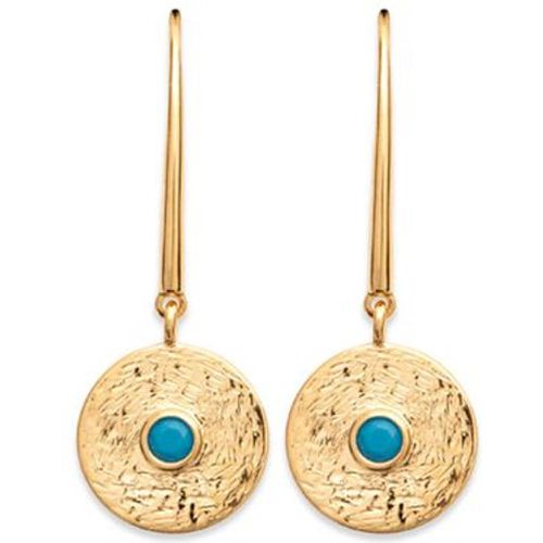 Boucles d'oreilles KENZA bohèmes plaqué or ou argent ornées d'une pierre bleue - Bijoux Privés Discovery - BIJOUX PRIVES DISCOVERY - Modalova