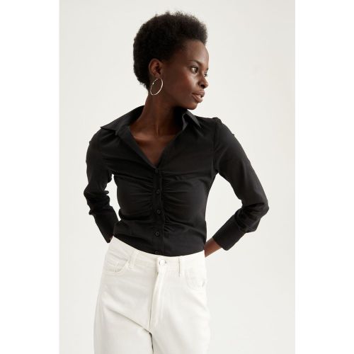 Chemise col italien manches longues - DEFACTO - Modalova