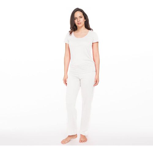 Pantalon homewear en maille de lin, SARAH - BLANC CERISE - Modalova