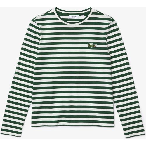 T-shirt rayé manches longues, col rond - Lacoste - Modalova
