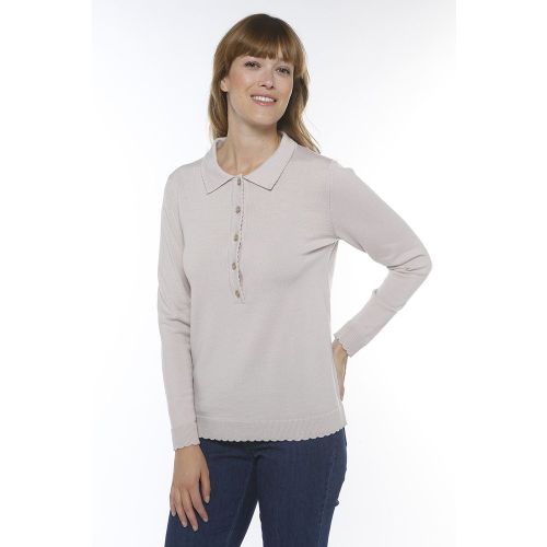 Pull en laine col polo B.SOLFIN - Fabriqué en France - 100% LAINE FINE MERINOS - B. SOLFIN - Modalova