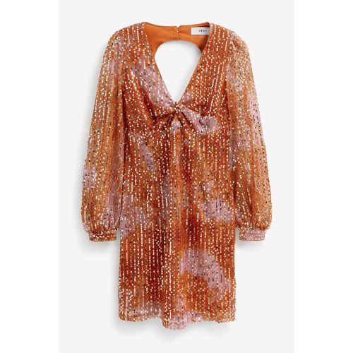 Mini robe de soirée manche longue sequin - Next - Modalova