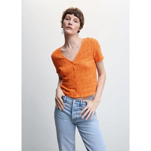 T-shirt texturé boutons - Mango - Modalova