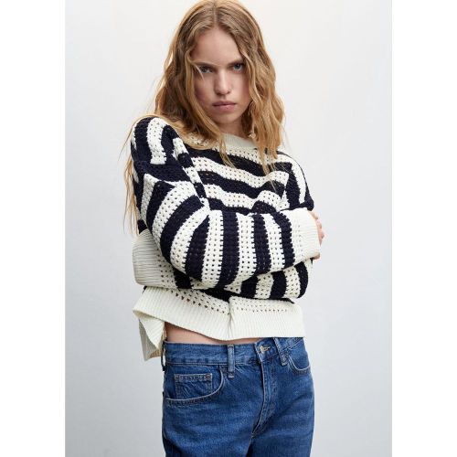Pull-over maille ajourée rayures - Mango - Modalova