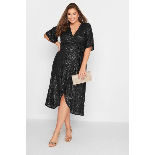 Robe cache-coeur sequins manches courtes - YOURS CLOTHING - Modalova