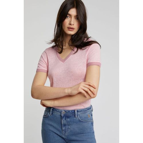 Tee-shirt en lin col v - BURTON OF LONDON - Modalova