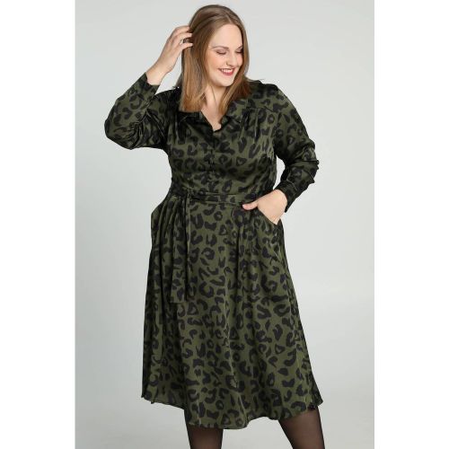 Robe mi-longue à motif peau de bête et boutons décoratifs - PROMISS - Modalova