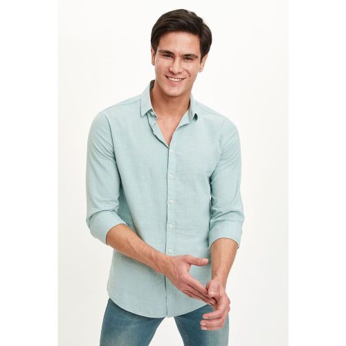 Chemise col italien manches longues - DEFACTO - Modalova