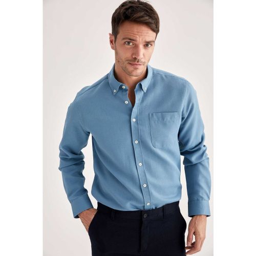 Chemise col italien manches longues - DEFACTO - Modalova