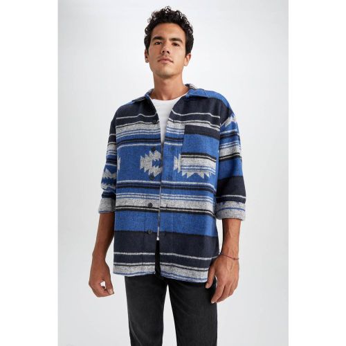 Chemise col italien longues ethnique - DEFACTO - Modalova