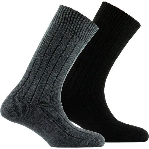 Lot de 2 paires de mi-chaussettes en laine à côtes - KINDY - Modalova