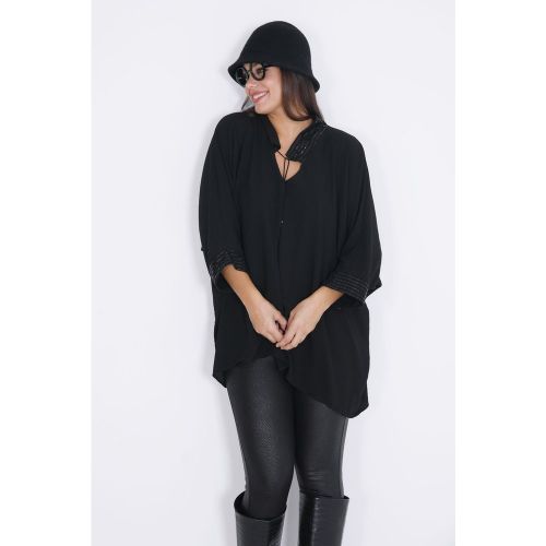 Blouse unie avec encolure paillette - JEAN-MARC PHILIPPE - Modalova