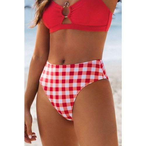 Bas de bikini taille haute vichy rouge - CUPSHE - Modalova