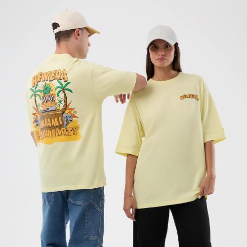 T-shirt Oversize New Era Fun Beach Party Graphic Jaune Pastel unisex - New Era Cap - Modalova