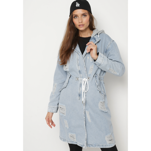 Veste longue à capuche en denim destroy | Couleur: | Taille: S - Naumy - Modalova