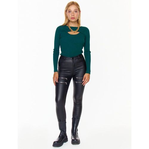 Pantalon moulant en simili cuir avec fermetures éclair | Couleur: | Taille: XS - My Store - Modalova