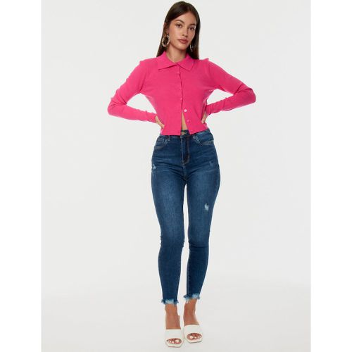 Jean taille haute chevilles effilochées | Couleur: | Taille: XS - My Store - Modalova