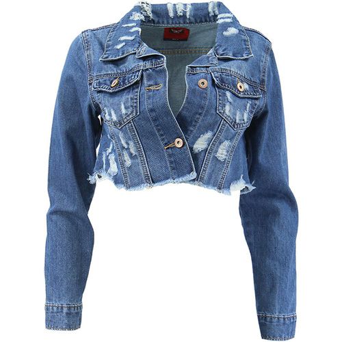 Veste courte en jeans destroy | Couleur: | Taille: S - My Store - Modalova