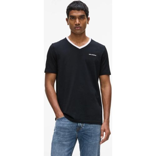 T-shirt À Col En V Contrasté, , , Taille: S - Karl Lagerfeld - Modalova