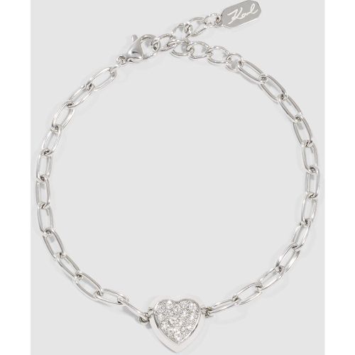 Bracelet À Breloque En Forme De Cœur Pavé, , , Taille: One Size - Karl Lagerfeld - Modalova