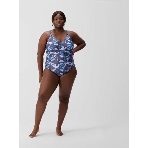 Maillot de bain galbant à col V grande taille imprimé violet/gris - 42 - Speedo - Modalova