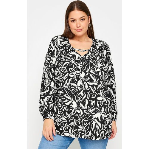 Curve Black Floral Print Balloon Sleeve Blouse, Grande Taille & Courbes - Yours - Modalova