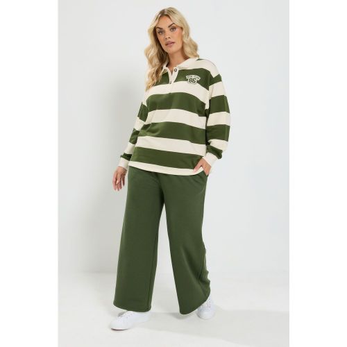 Ensemble Sweatshirt À Col Et Pantalon De Jogging Vert À Rayures Size 50-52 - Yours - Modalova