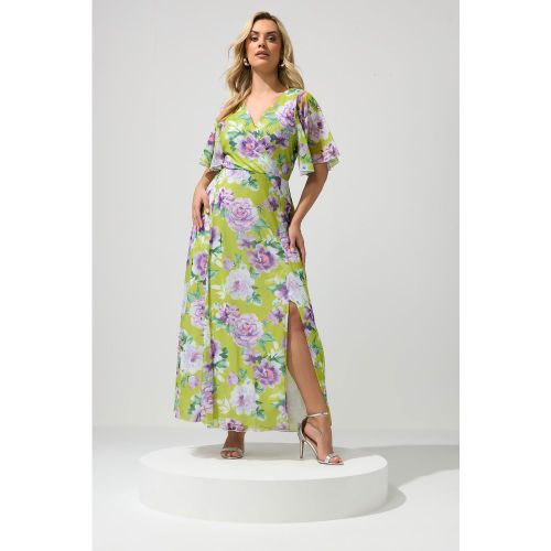 Robe Cachecœur Verte À Fleurs Size 48 - Yours London - Modalova