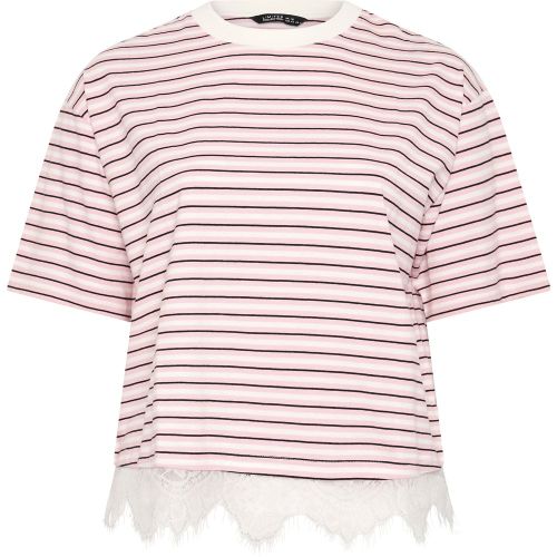 Tshirt Rose À Rayures Avec Ourlet En Dentelle Size 42 - Limited Collection - Modalova
