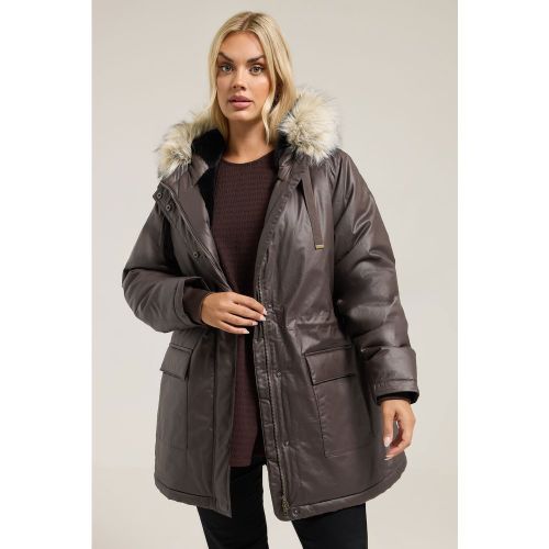 Parka Marron Cirée Avec Bordure En Fausse Fourrure Size 58-60 - Yours - Modalova